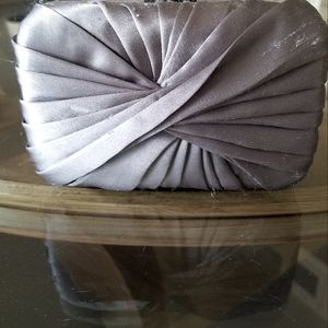 Expressions NYC Gray Satin Pleated Silver Clutch purse
